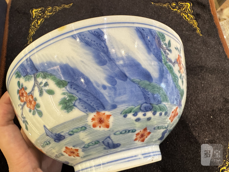 清 斗彩落花流水纹碗 - 图7